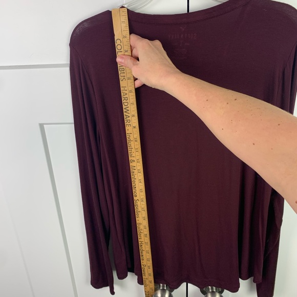 NWT American Eagle LARGE Soft Sexy Purple Lace Up V-Neck Long Sleeve Shirt Date - Picture 4 of 5